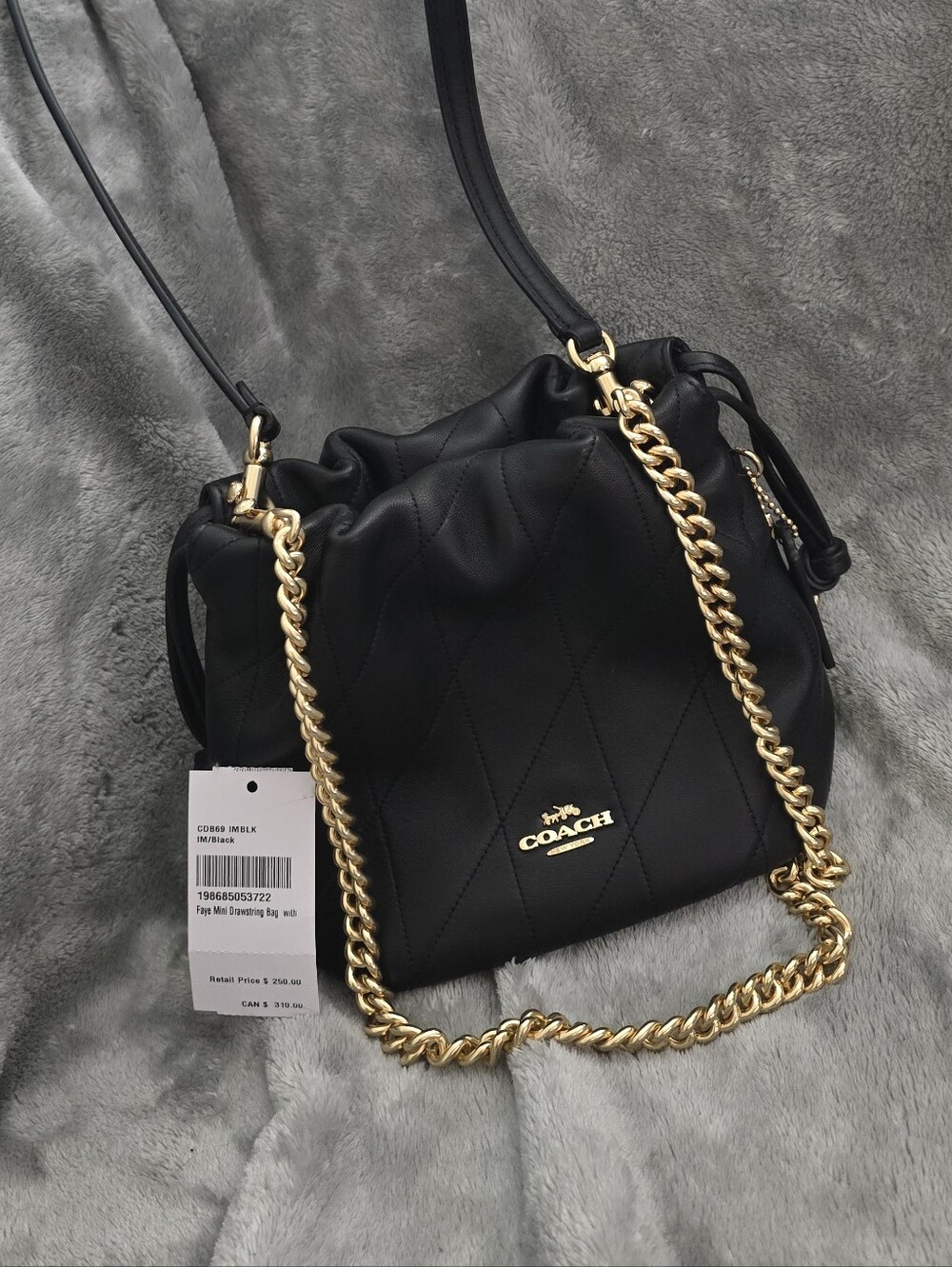 NWT Coach Mini Faye Black Quilted CDB69